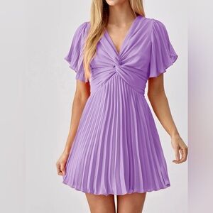 Elegant Purple Pleated Dress